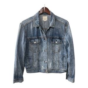 Distressed American Eagle Denim/Jean Jacket Size L Women